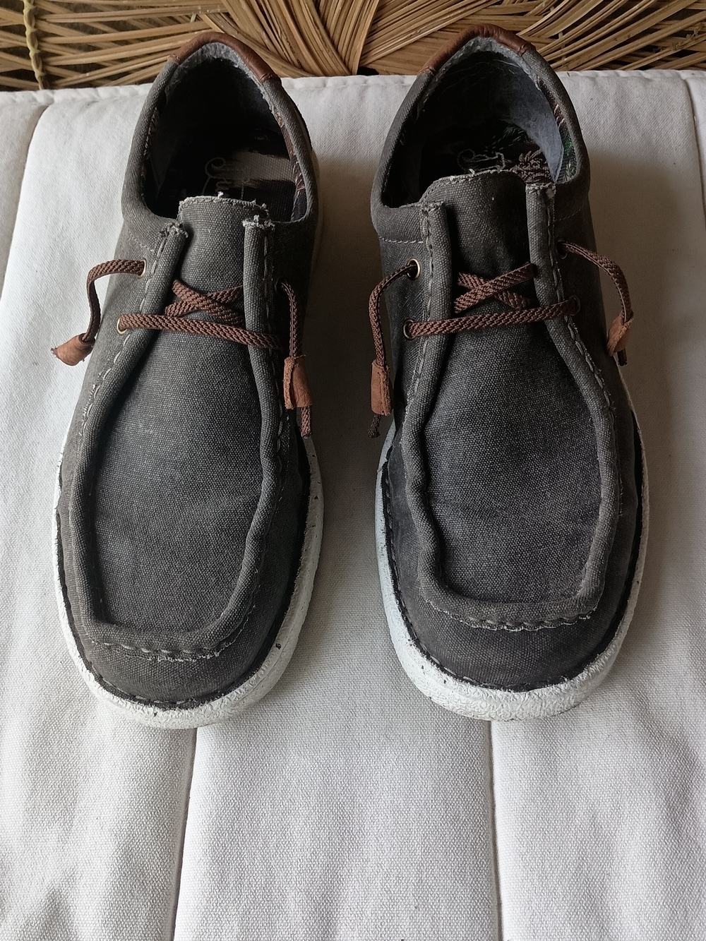 Justin Men's Dark Gray Canvas Slip-On Loafers with Brown Laces_11